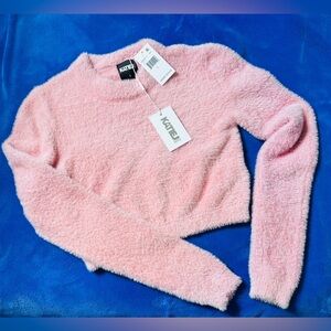 KatieJ NYC Pink Fuzzy Girls top